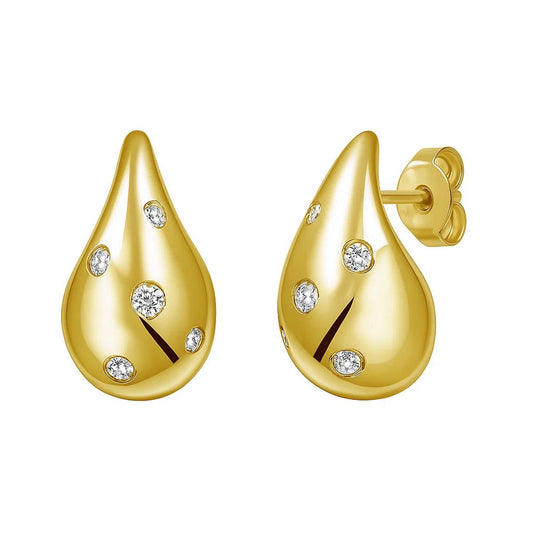 14K Yellow Gold Diamond Raindrop Earrings