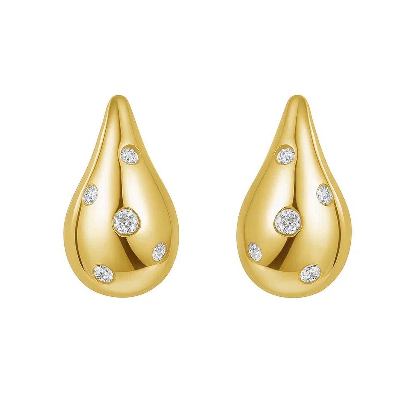 14K Yellow Gold Diamond Raindrop Earrings