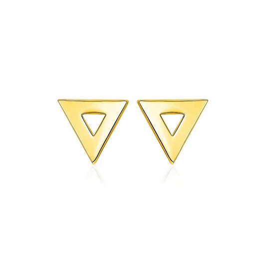 14k Yellow Gold Polished Open Triangle Post Earrings