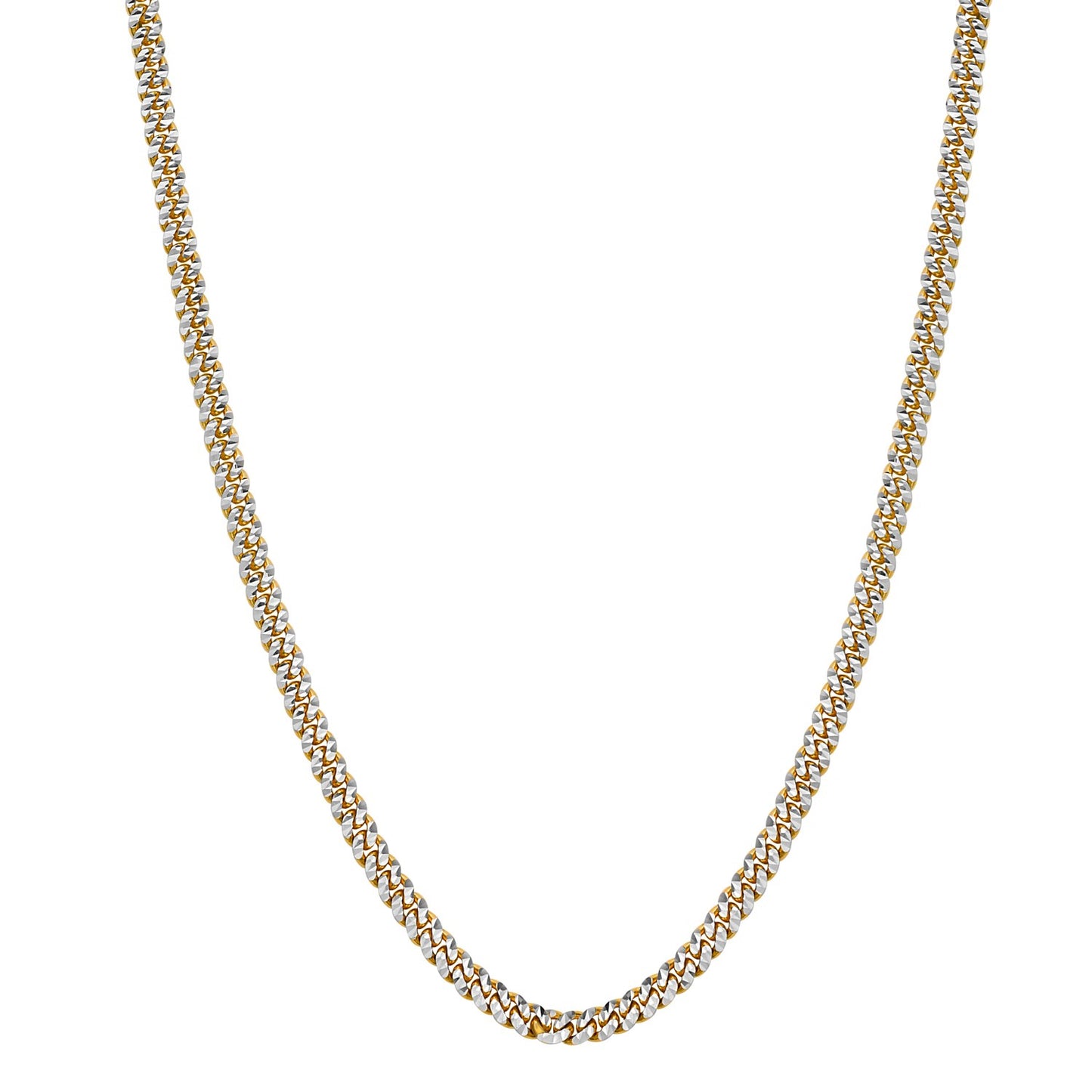 Classic Miami Cuban White Pave Solid Chain in 14k Yellow Gold (4.00 mm)