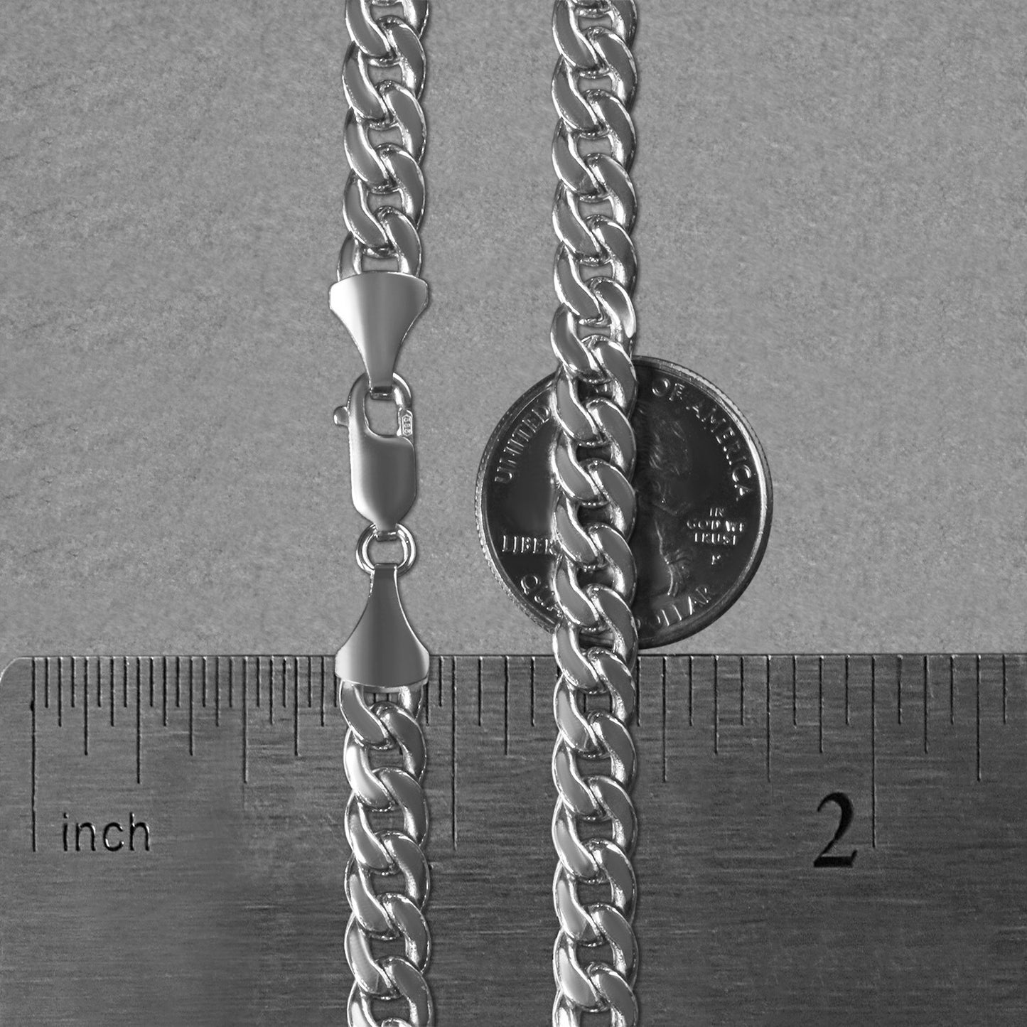 14K White Gold Miami Cuban Semi Solid Chain (7.00 mm)