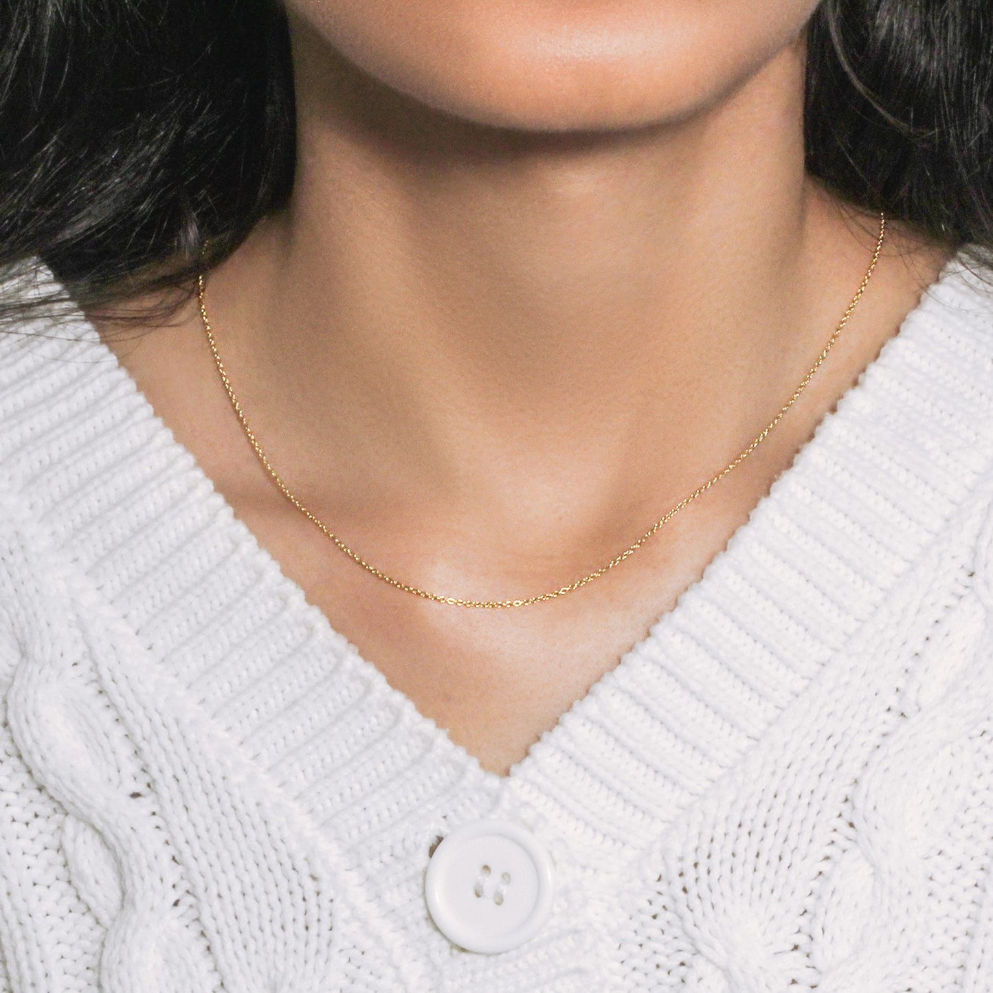 14k Yellow Gold Round Cable Link Chain (1.10 mm)