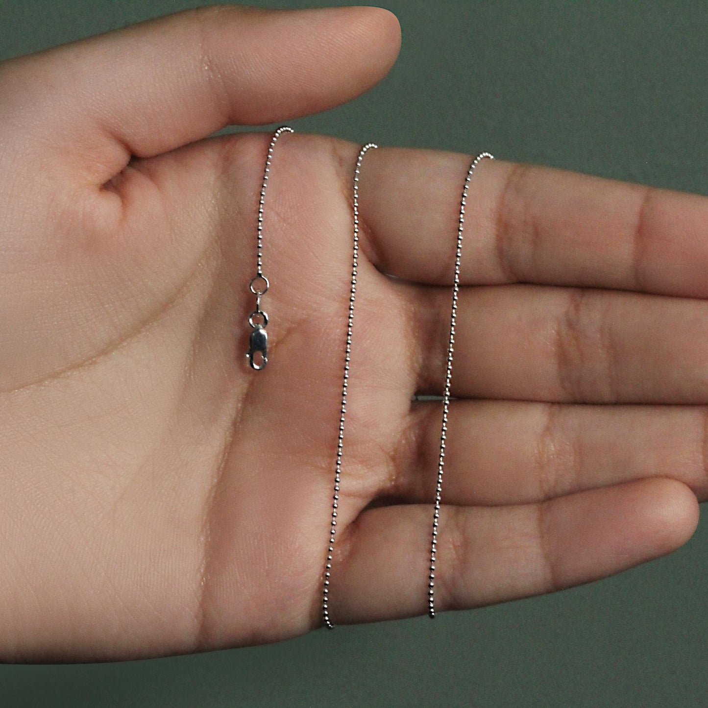 14k White Gold Bead Chain 1.0mm (1.00 mm)