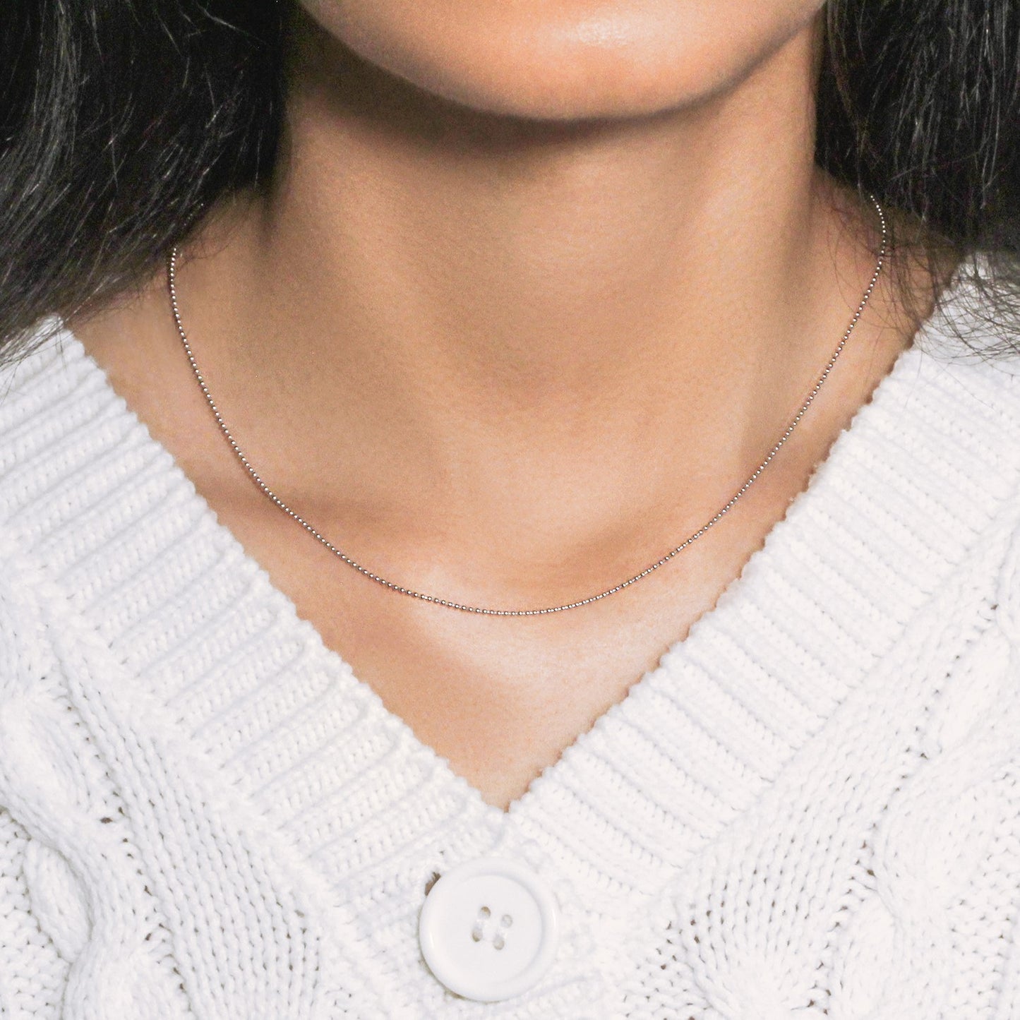 14k White Gold Bead Chain 1.0mm (1.00 mm)