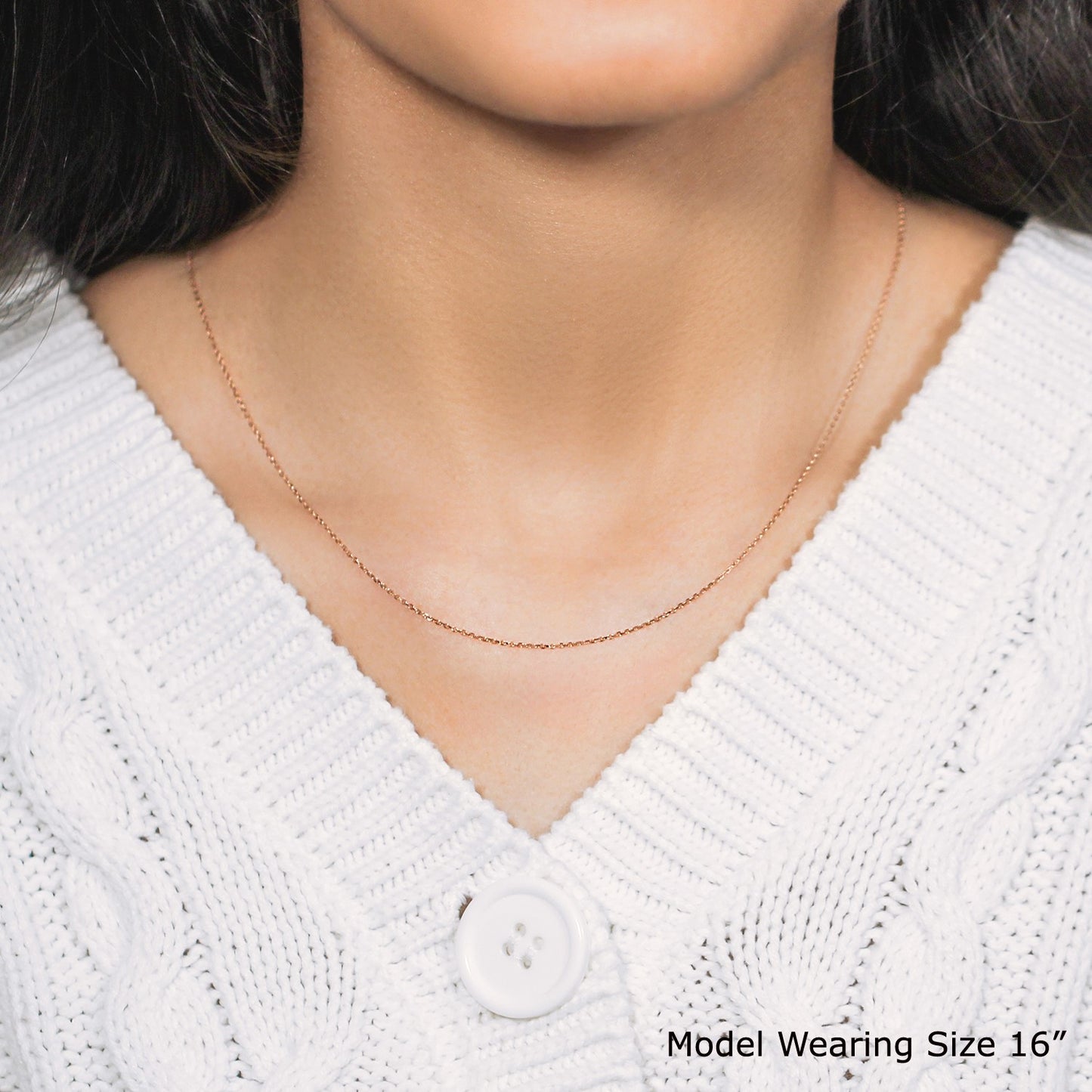 18k Rose Gold Diamond Cut Cable Link Chain (0.80 mm)