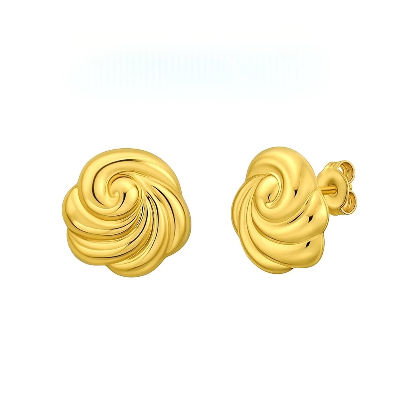 14K Yellow Gold Swirl Knot Stud Earrings