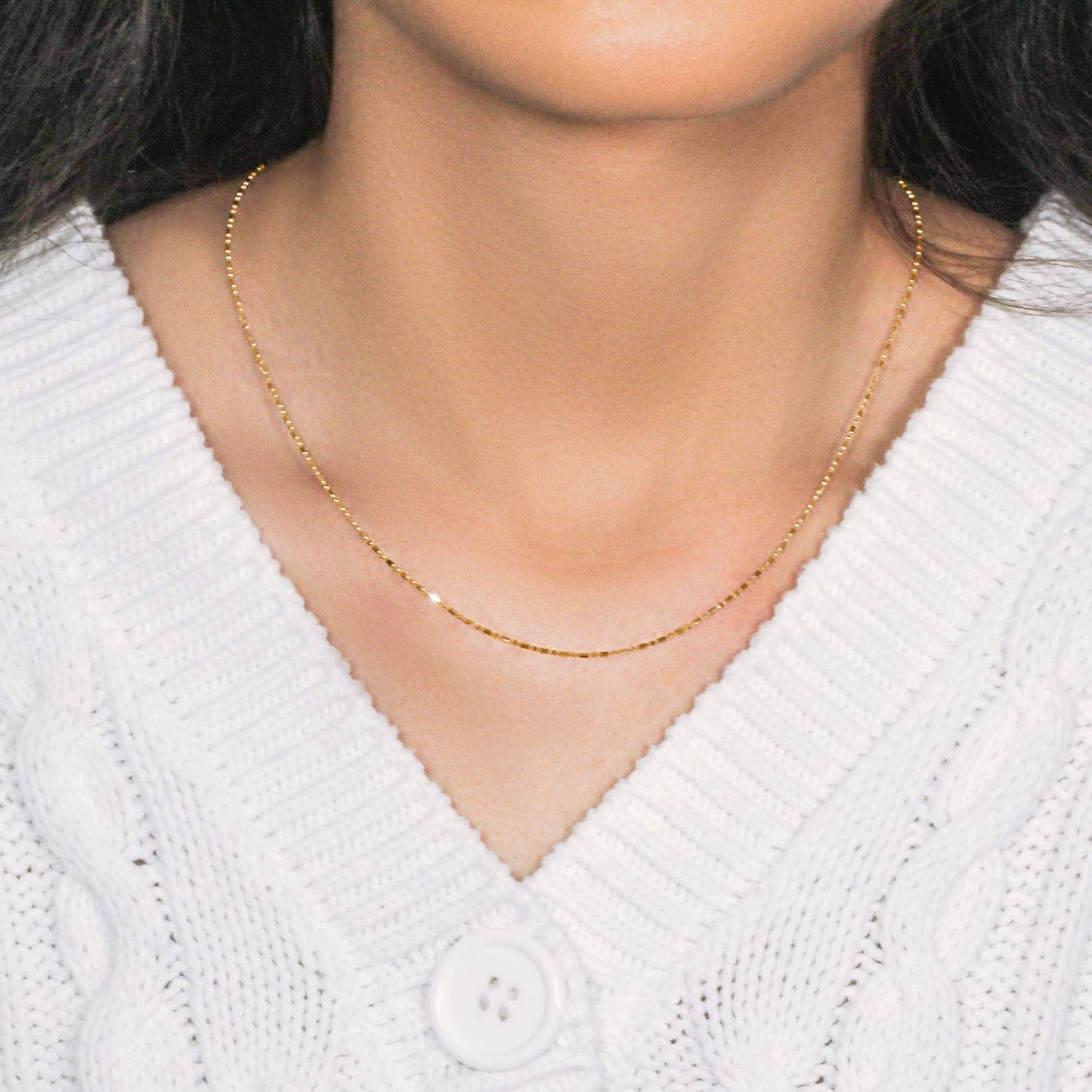 14k Yellow Gold Diamond-Cut Bead Chain (0.90 mm)