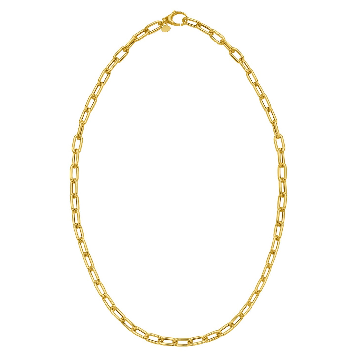 14K Yellow Gold Charm Lock Paperclip Chain