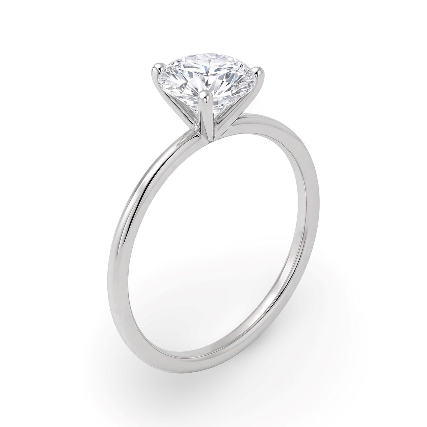 1 1/2 Carat Round Lab Grown IGI G/VS1 Diamond Solitaire Ring in 14K White Gold