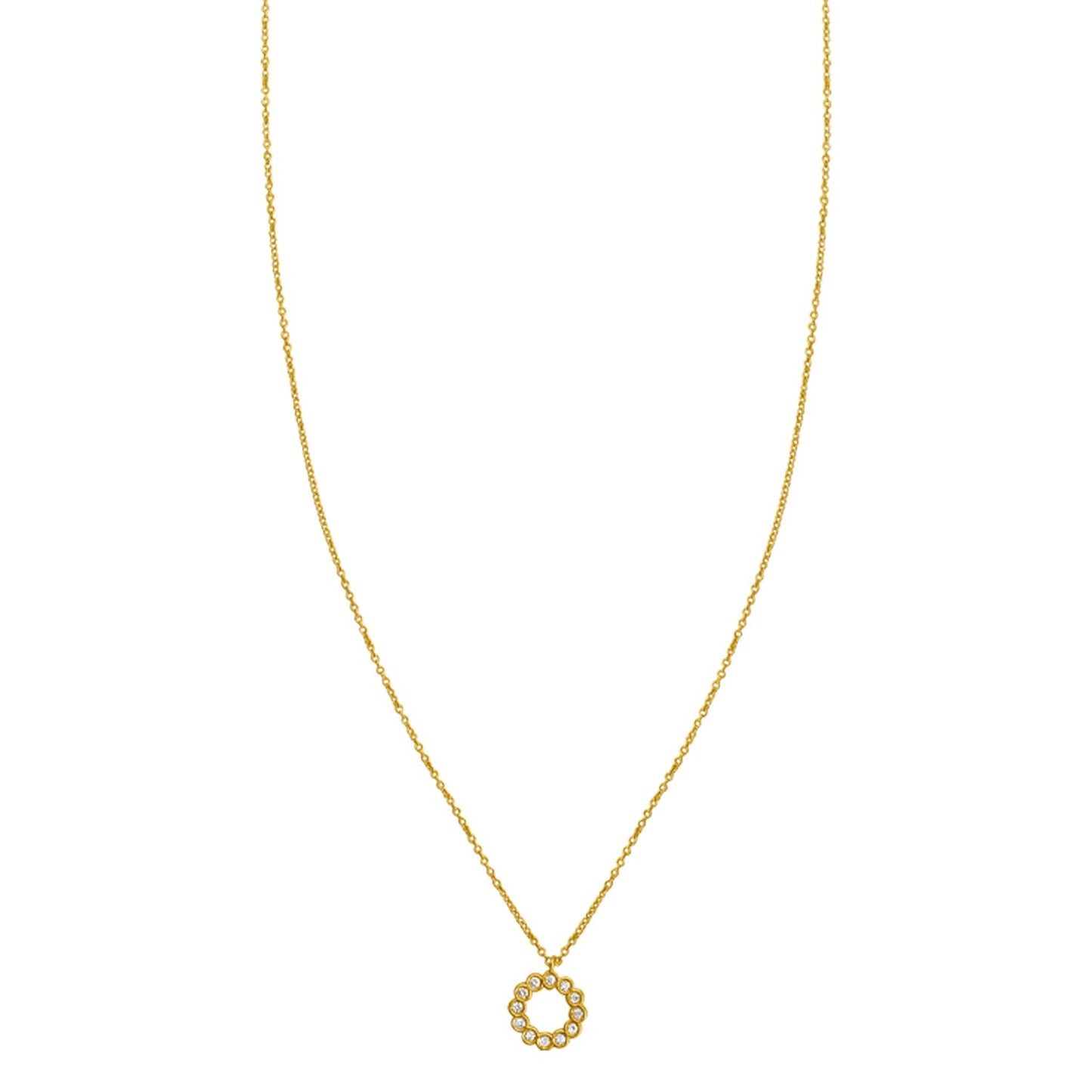 Classic 14K Yellow Gold Petite Diamond Circle Necklace
