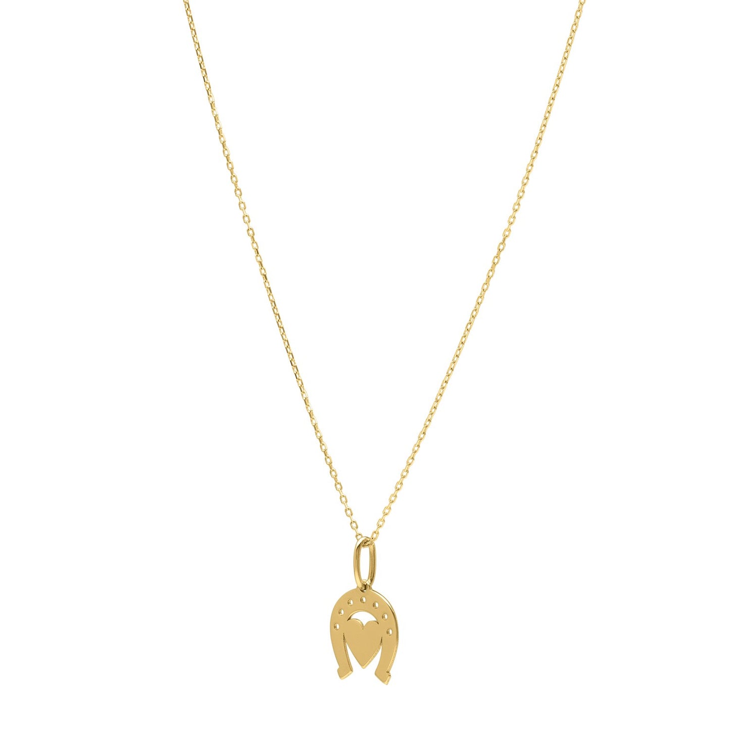 Heart and Horse Necklace in 14K Yellow Gold