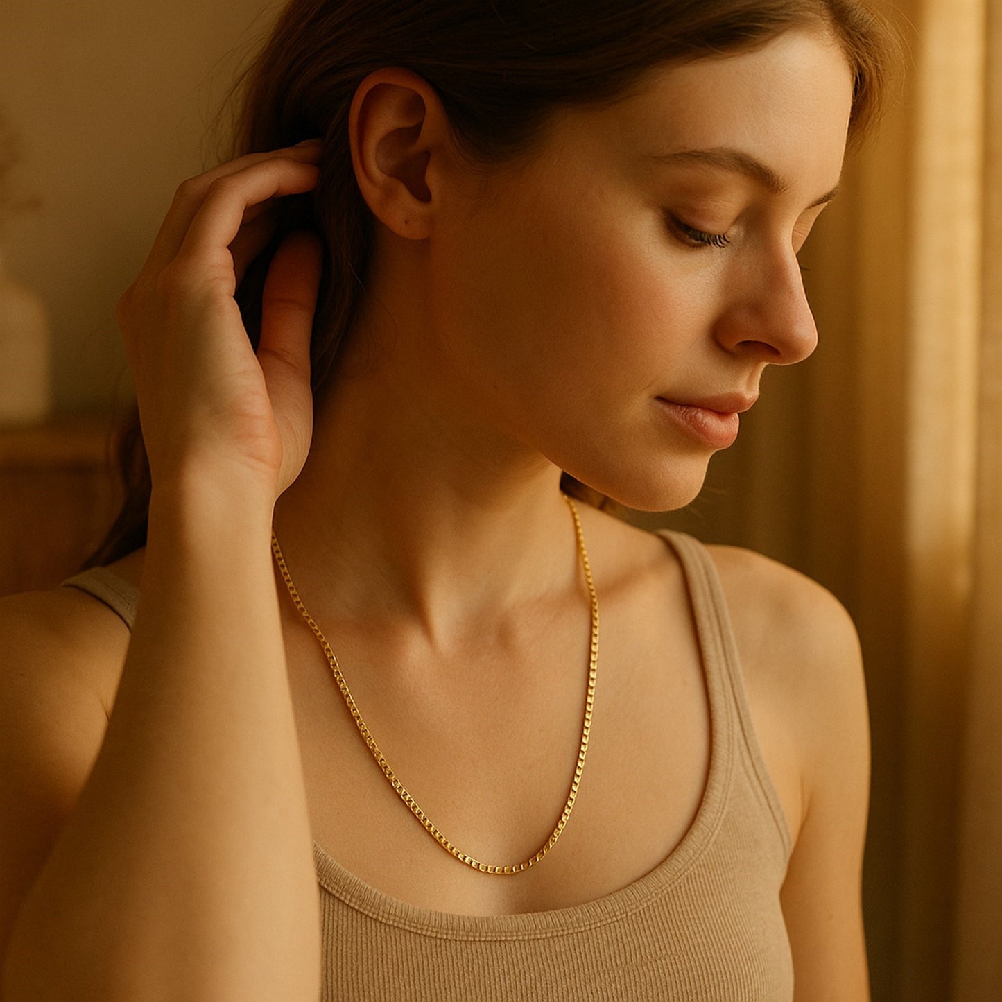 14k Yellow Gold Semi Solid Box Chain (2.5 mm)