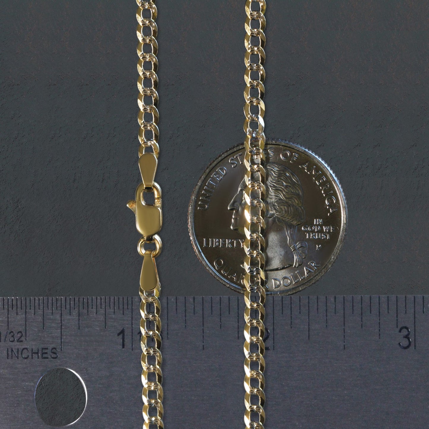 14k Two Tone Gold Pave Curb Chain (3.20 mm)