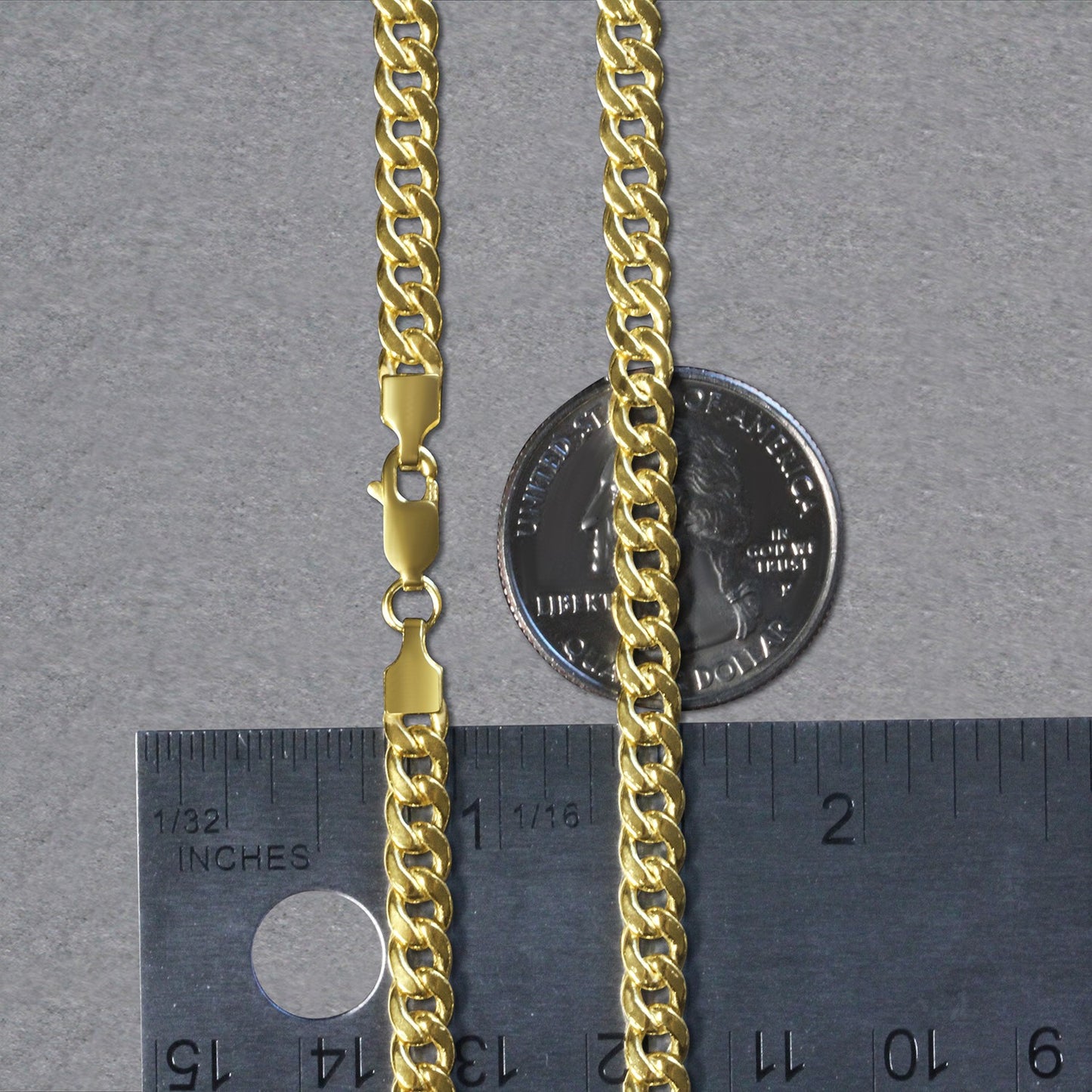14k Yellow Gold Miami Cuban Semi Solid Chain (4.50 mm)