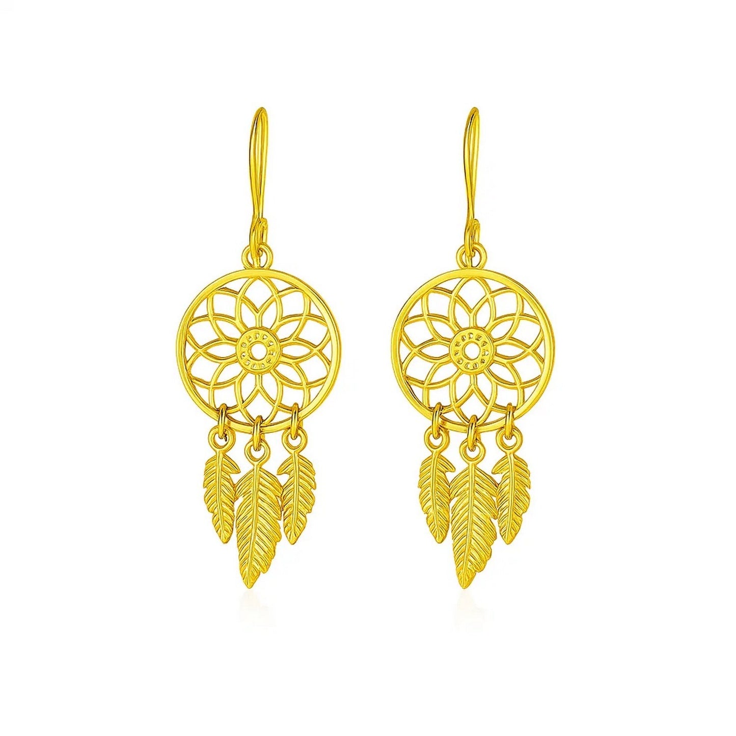 Dream Catcher Earrings in 14k Yellow Gold