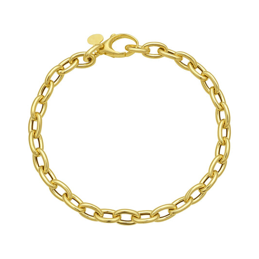 14K Yellow Gold Charm Lock Rolo Chain Bracelet (5.10 mm)