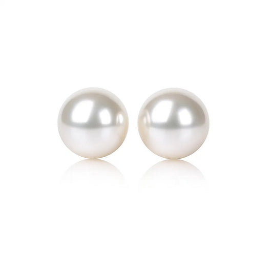 14k Yellow Gold Freshwater Cultured White Pearl Stud Earrings (7mm)
