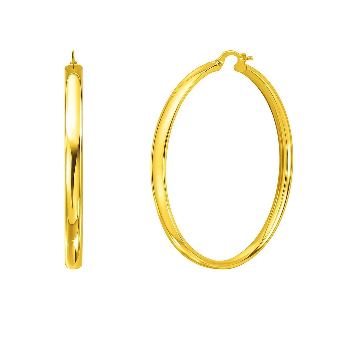 Large Wedding Hoop Earrings in 14K Yellow Gold