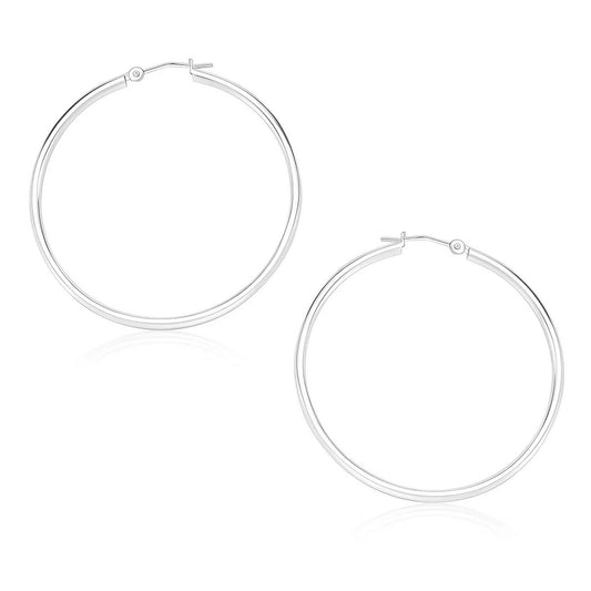 10k White Gold Polished Hoop Earrings (1.5x30mm)