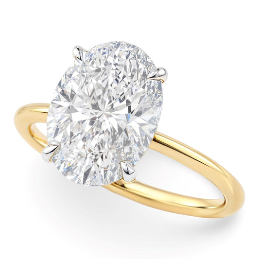 3 Carat Oval Lab Grown IGI G/VS1 Diamond Solitaire Ring in 14K Yellow Gold