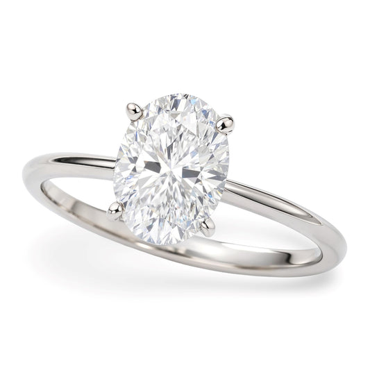 1 1/2 Carat Oval Lab Grown IGI G/VS1 Diamond Solitaire Ring in 14K White Gold