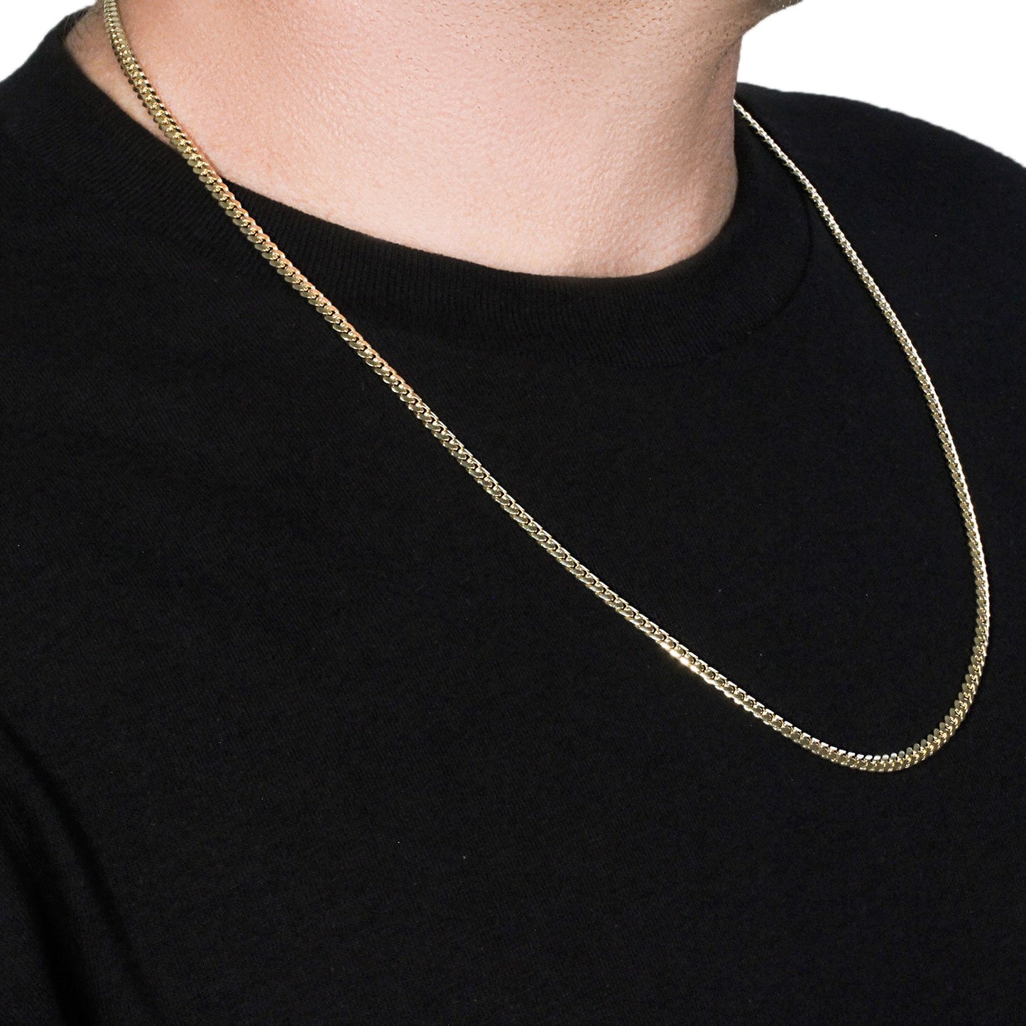 3.9mm 10k Yellow Gold Classic Miami Cuban Solid Chain