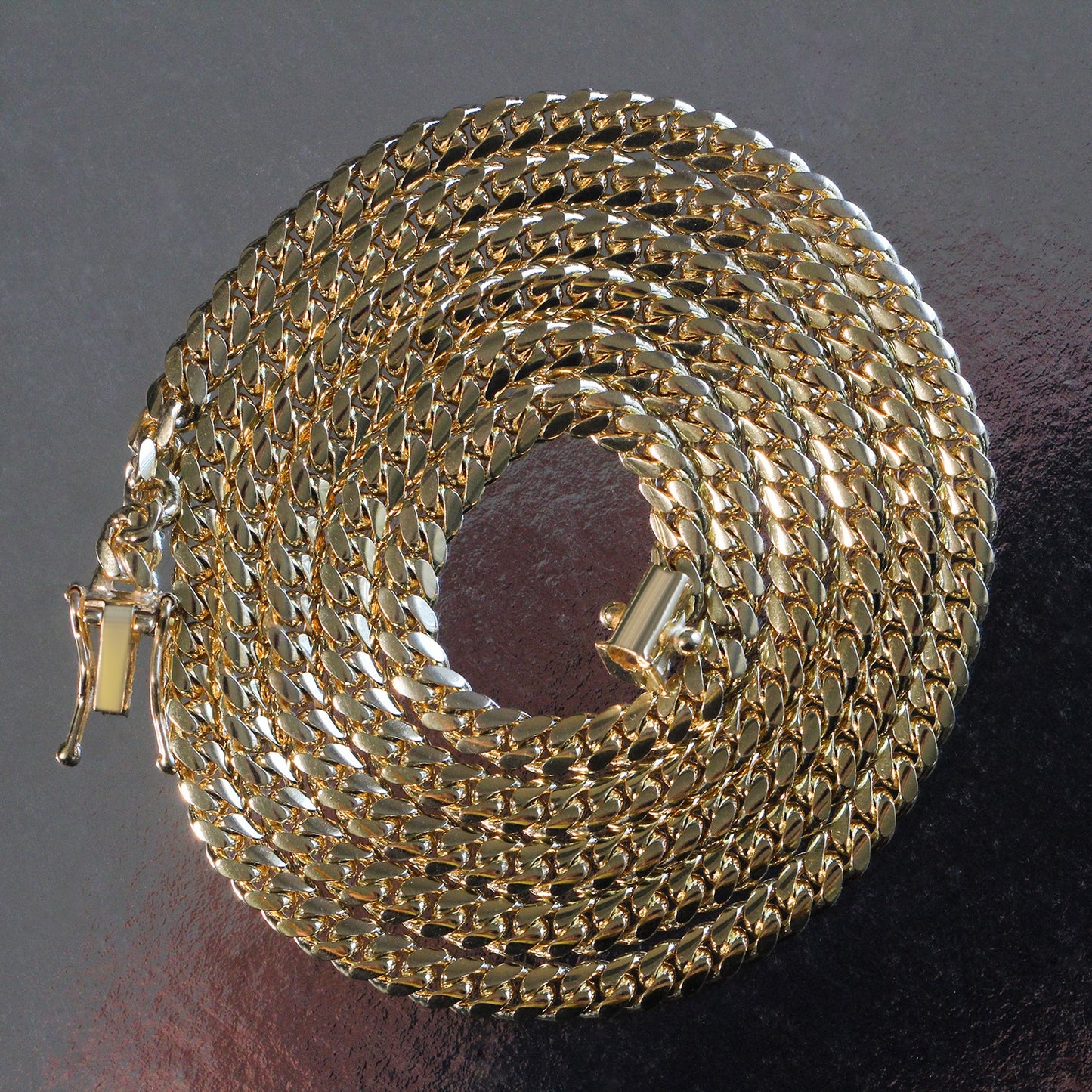 3.9mm 10k Yellow Gold Classic Miami Cuban Solid Chain