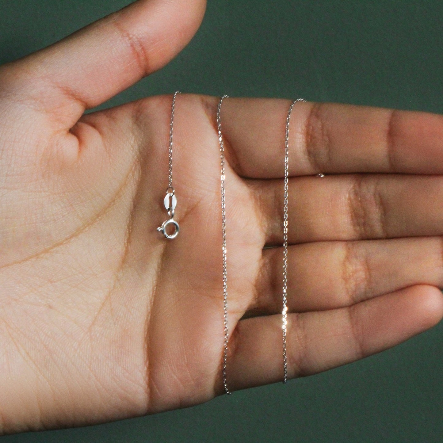 14k White Gold Diamond Cut Cable Link Chain (0.87 mm)