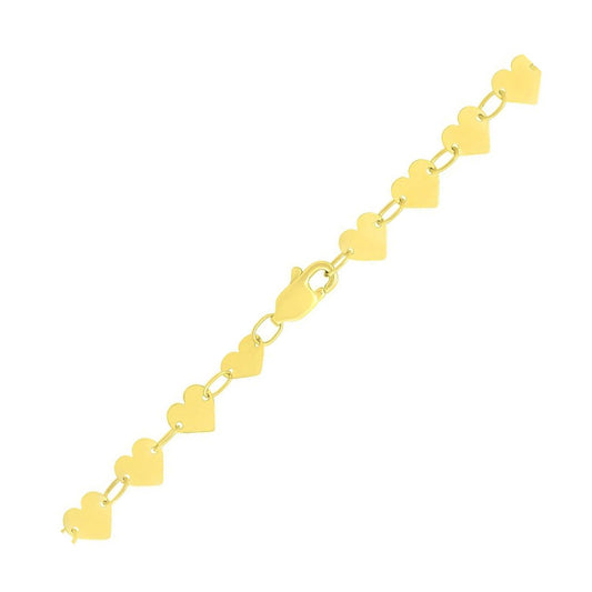 Mirror Heart Chain Bracelet in 10K Yellow Gold (4.70 mm)