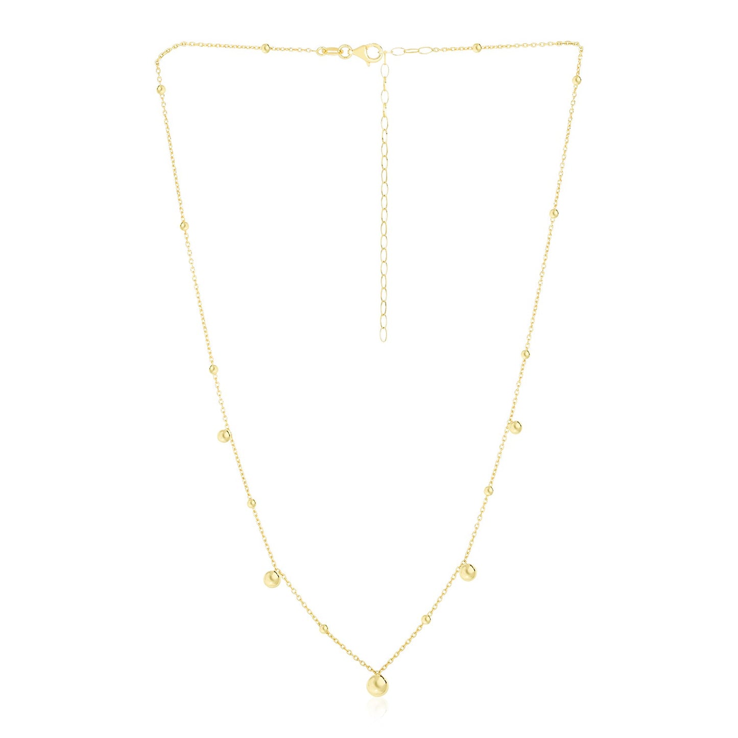 14k Yellow Gold High Polish Beaded Stations Necklace