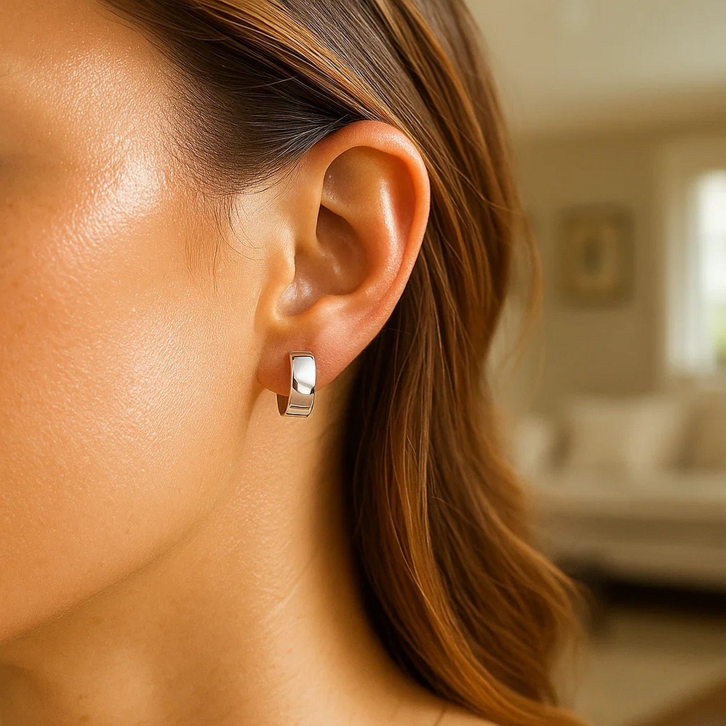 14k White Gold Snuggable Hoop Earrings