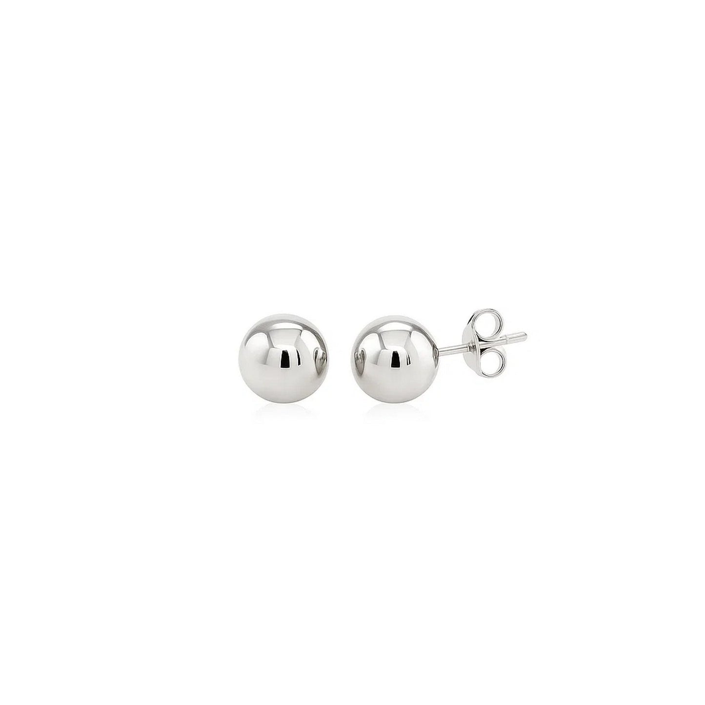 14k White Gold Spherical Stud Earrings (7.0 mm)