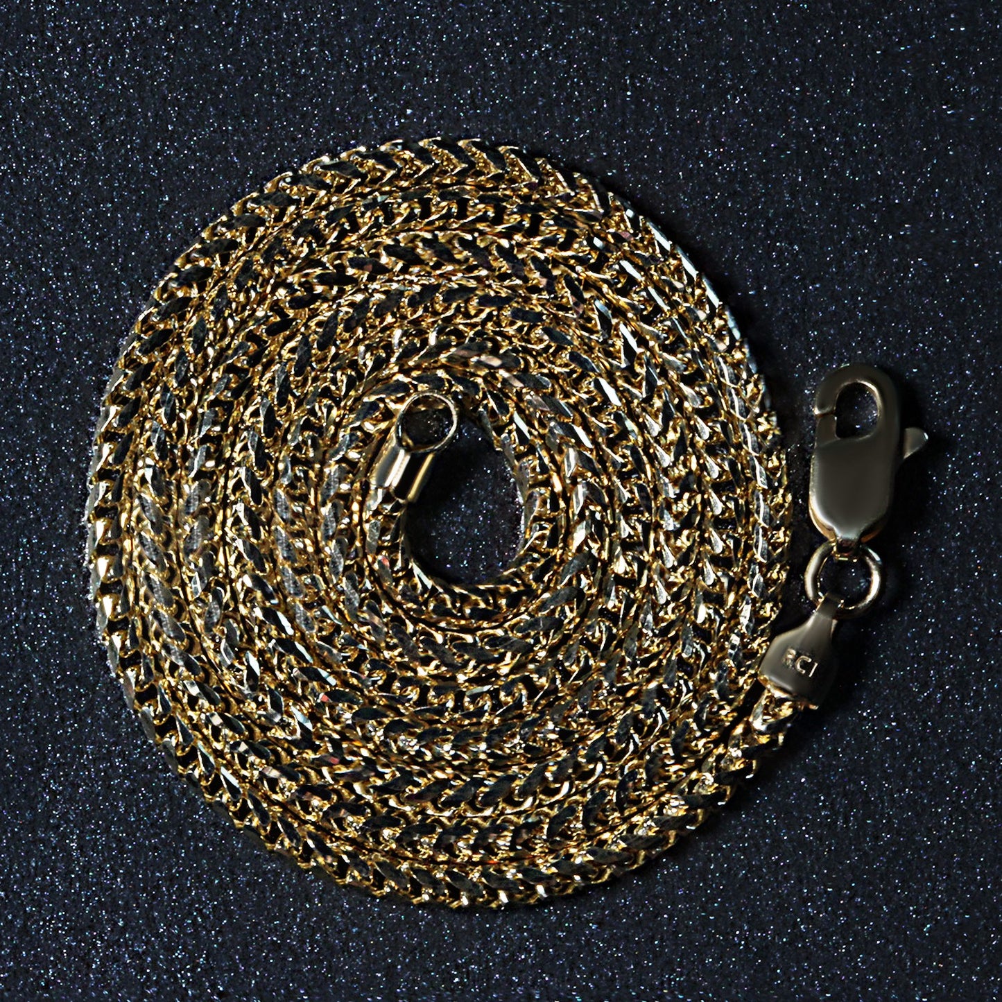 14k Yellow Solid Gold Diamond Cut Round Franco Chain (2.20 mm)