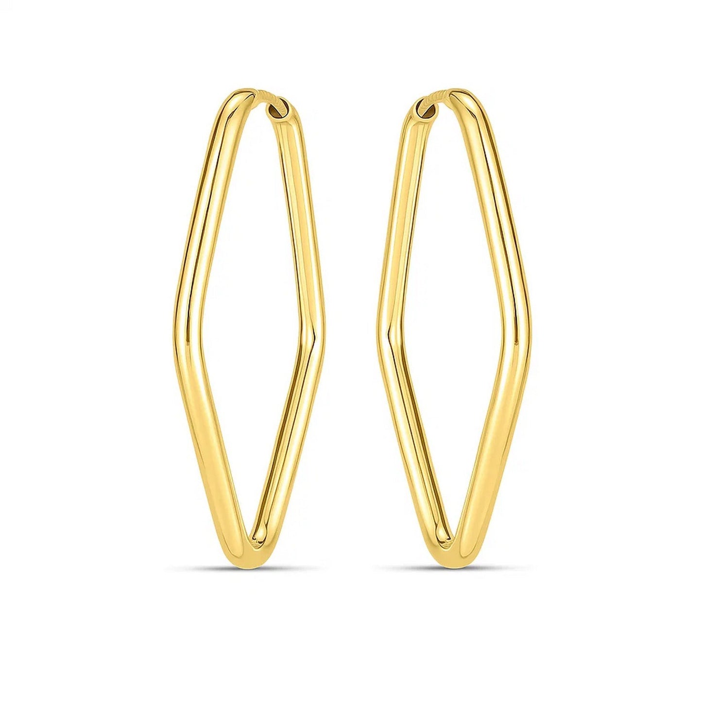 14k Yellow Gold Endless Marquise Hoops