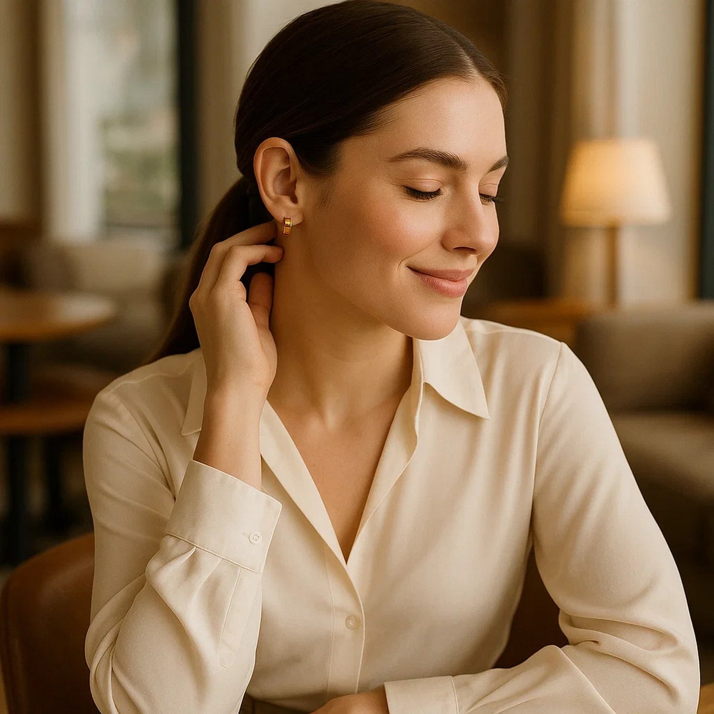 14k Yellow Gold Snuggable Hoop Earrings