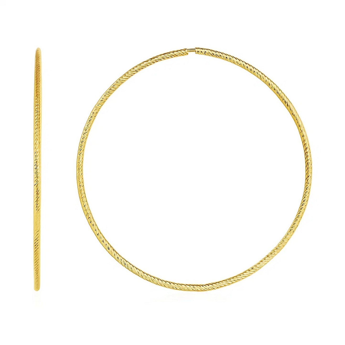 Large Endless Hoop Earrings in 14k Yellow Gold(1.2x50mm)