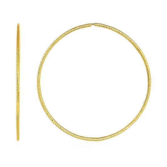 Large Endless Hoop Earrings in 14k Yellow Gold(1.2x50mm)