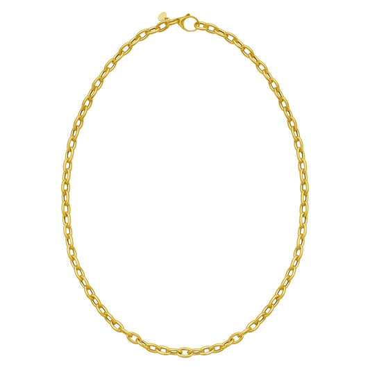 14K Yellow Gold Charm Lock Rolo Chain Necklace (5.10 mm)
