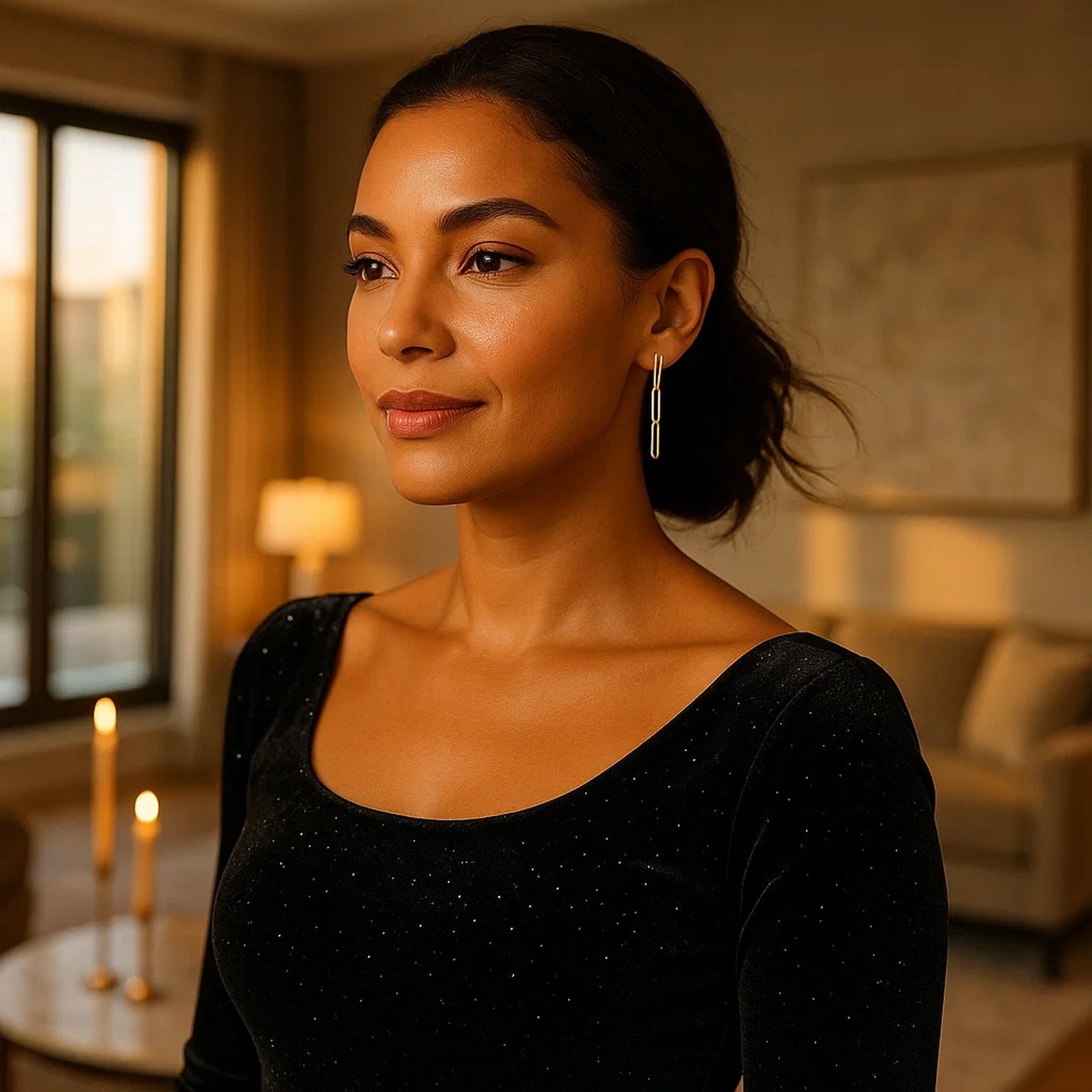 14k Yellow Gold Paperclip Chain Dangle Earrings