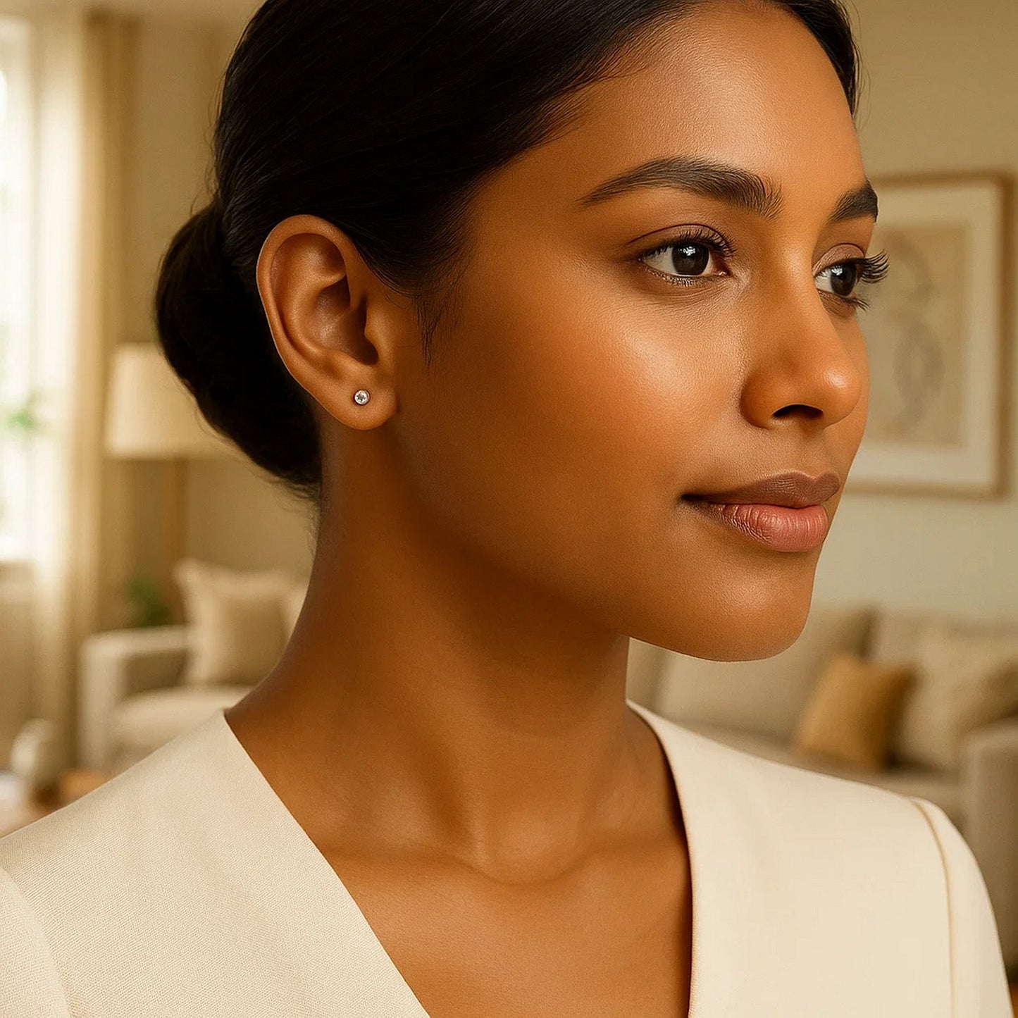 14k White Gold Spherical Stud Earrings (3mm)