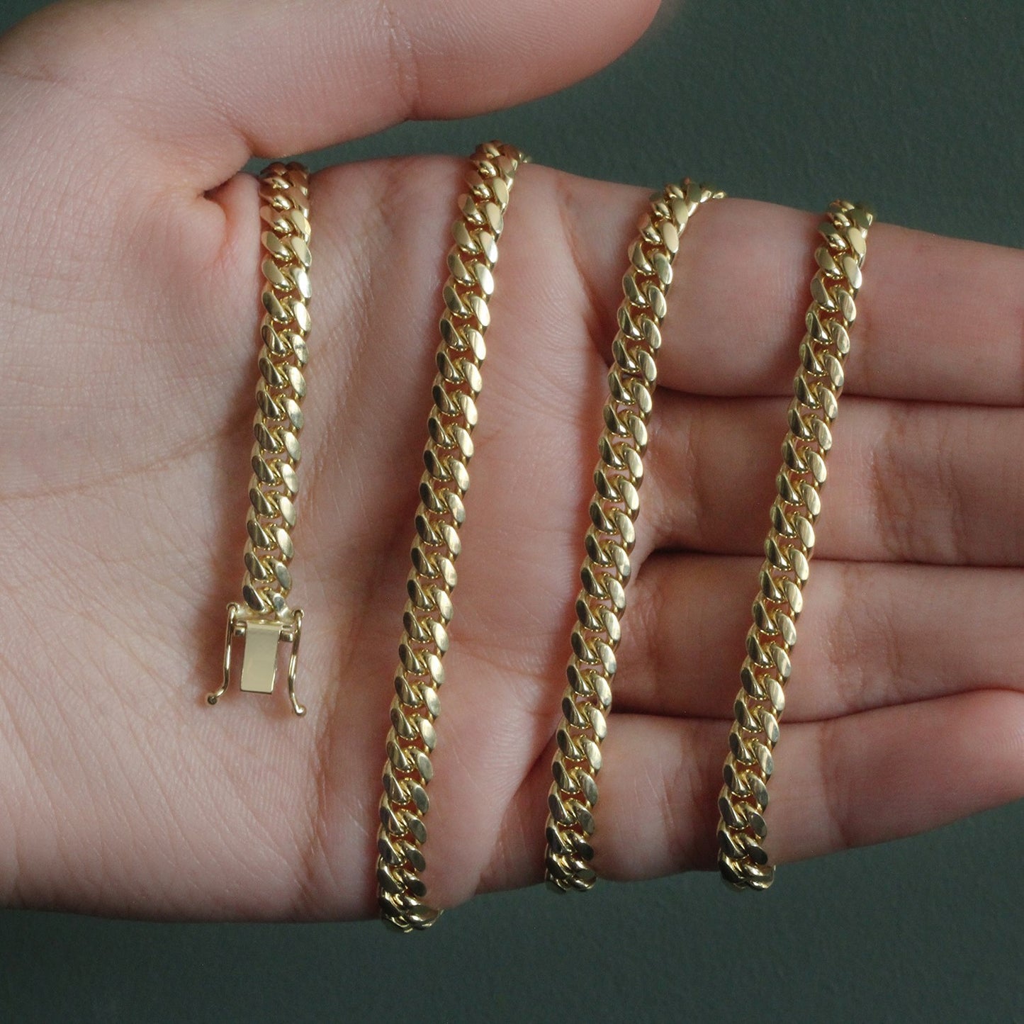 14k Yellow Gold Classic Miami Cuban Solid Chain (4.90 mm)