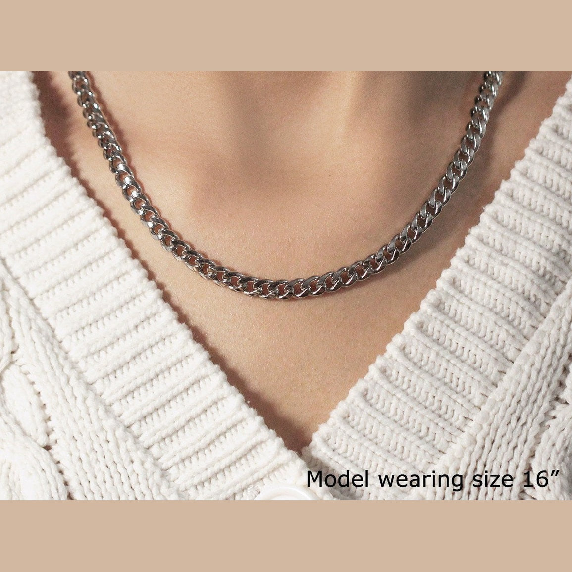 14k White Gold Miami Cuban Semi Solid Chain (5.50 mm)