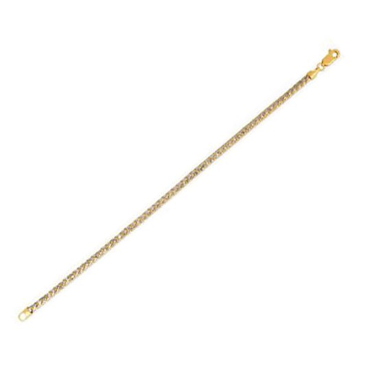 Round Pave Franco Chain Bracelet in 14k Yellow Gold (3.15 mm)