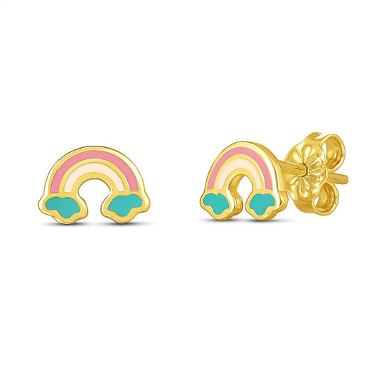 14k Yellow Gold Rainbow Studs
