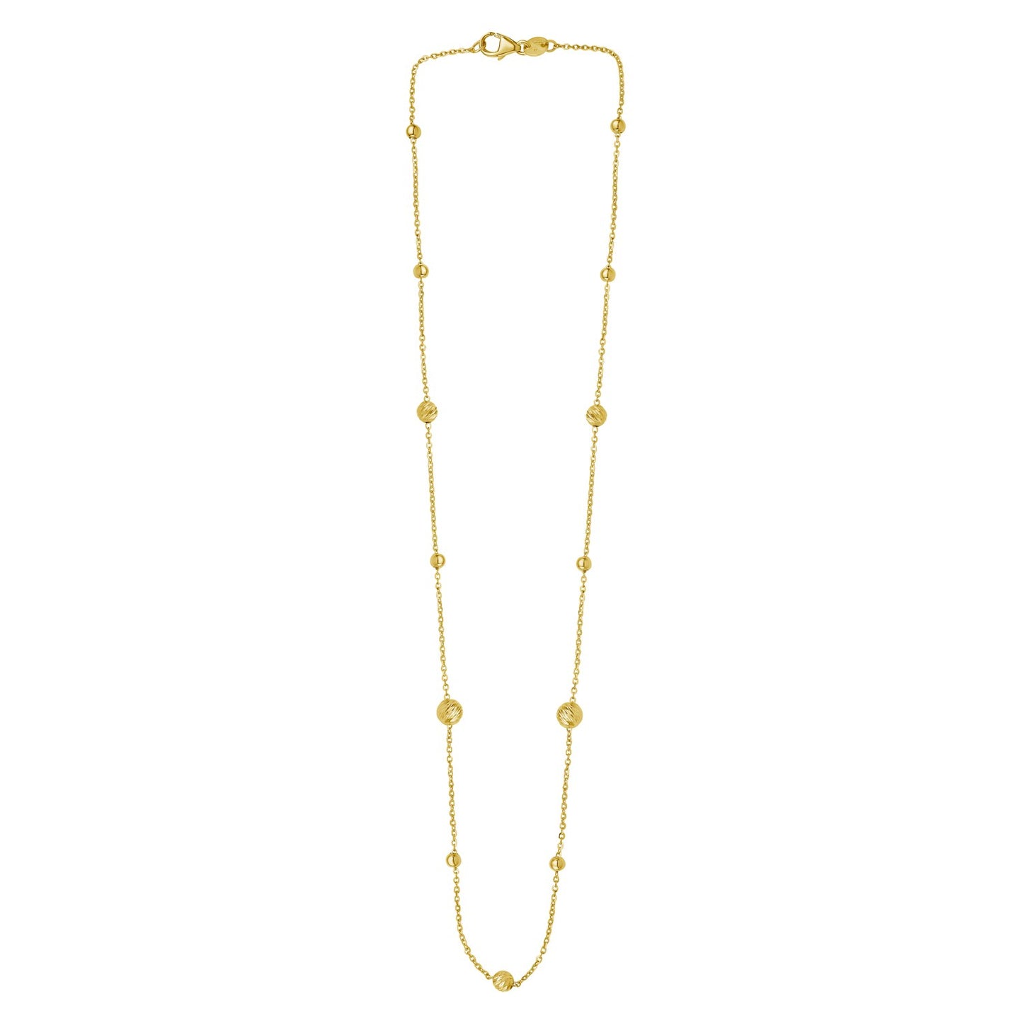 Alternating Bead Chain Necklace in 14K Yellow Gold