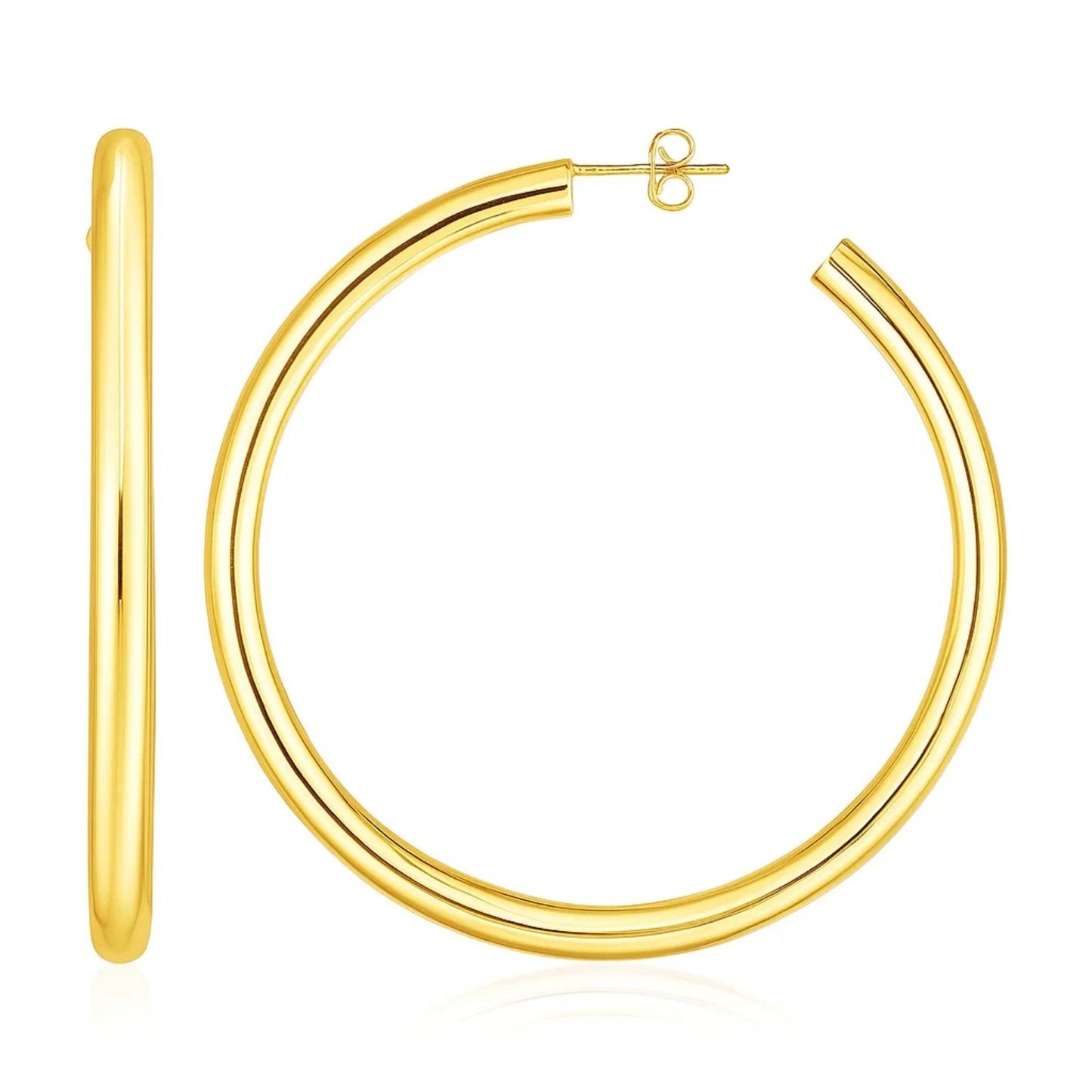 14k Yellow Gold Polished Hoop Earrings(4x50mm)