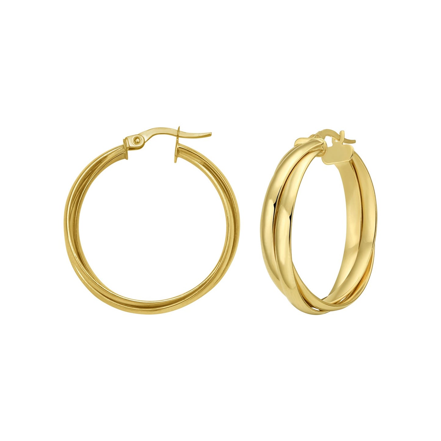 14K Yellow Gold Interlocking Large Trinity Hoop Earrings