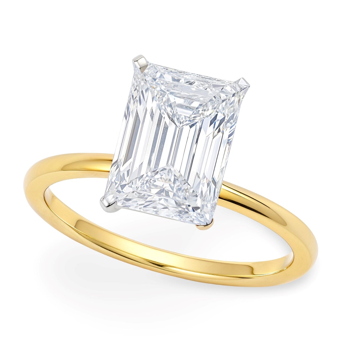 3 Carat Radiant Lab Grown IGI G/VS1 Diamond Solitaire Ring in 10K Yellow Gold