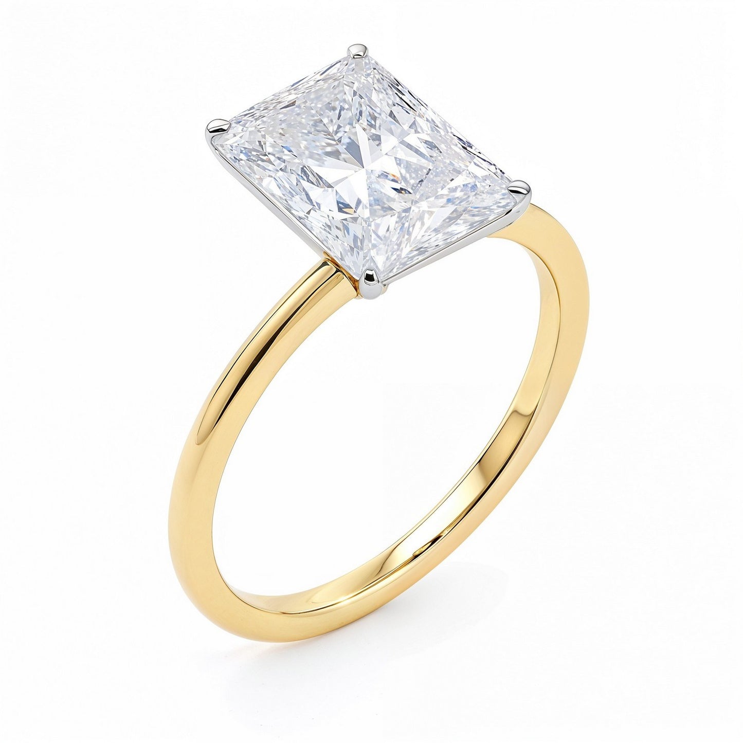 3 Carat Radiant Lab Grown IGI G/VS1 Diamond Solitaire Ring in 10K Yellow Gold
