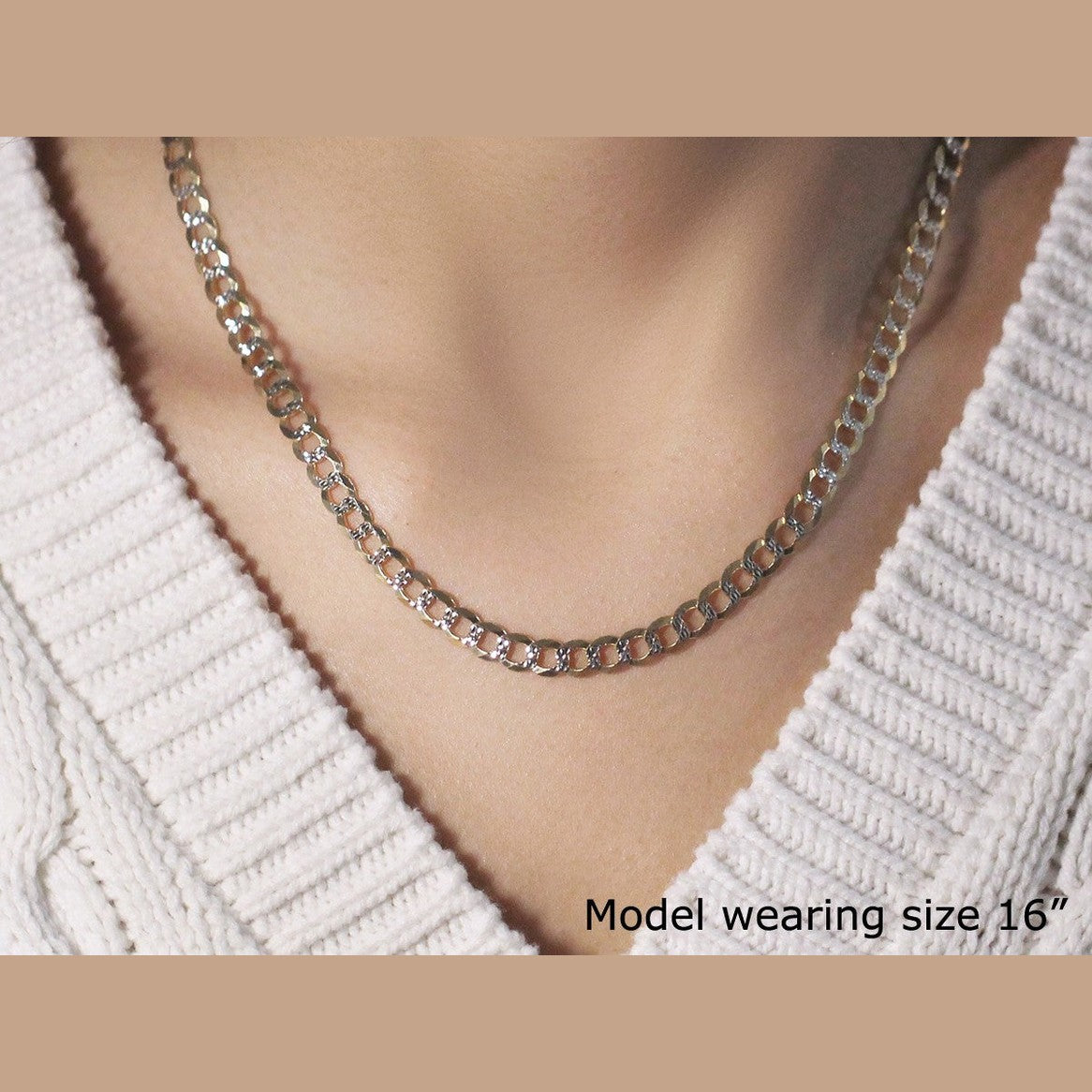 14k Two Tone Gold Pave Curb Chain (5.70 mm)